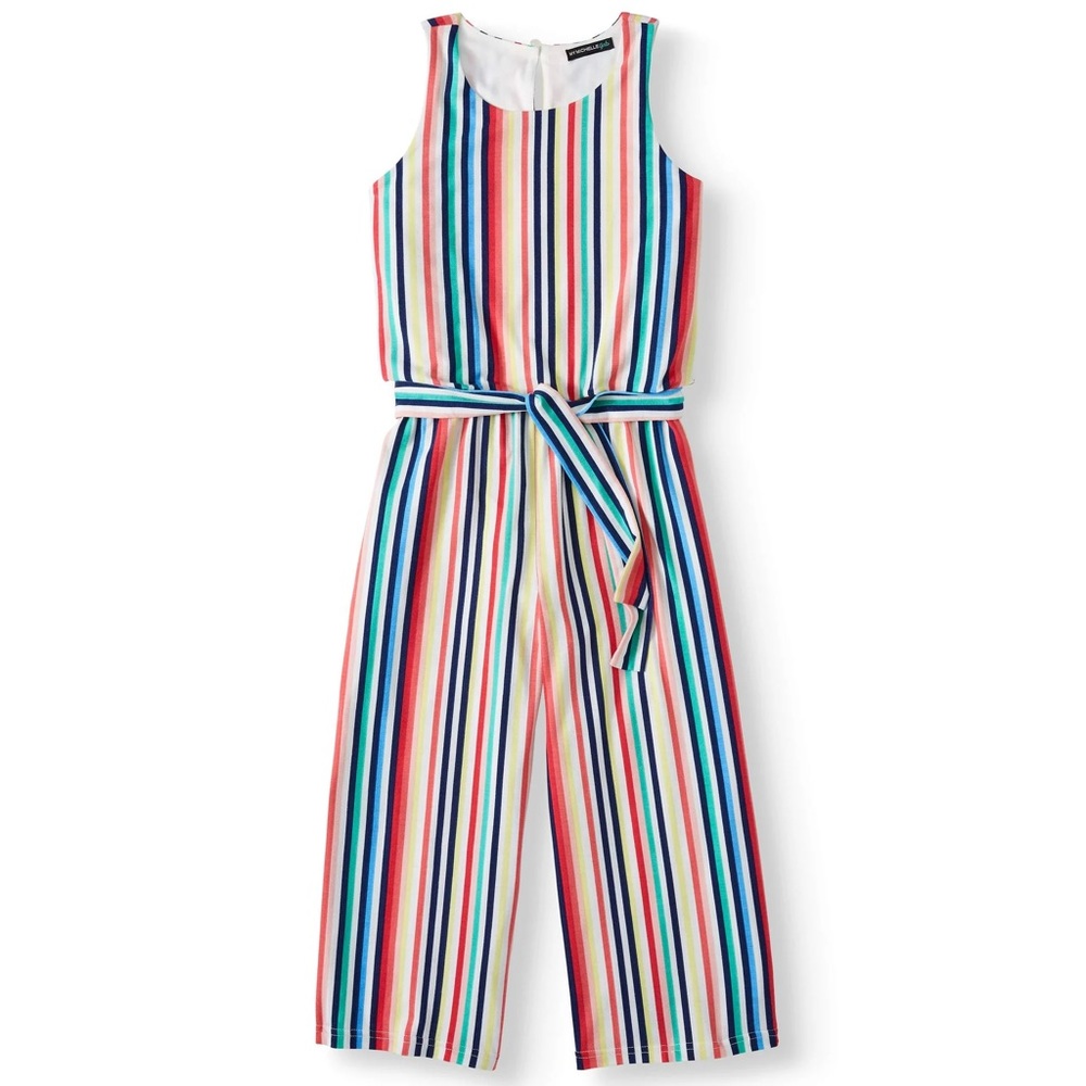 My Michelle Girls Rainbow Pin Striped Jumpsuit